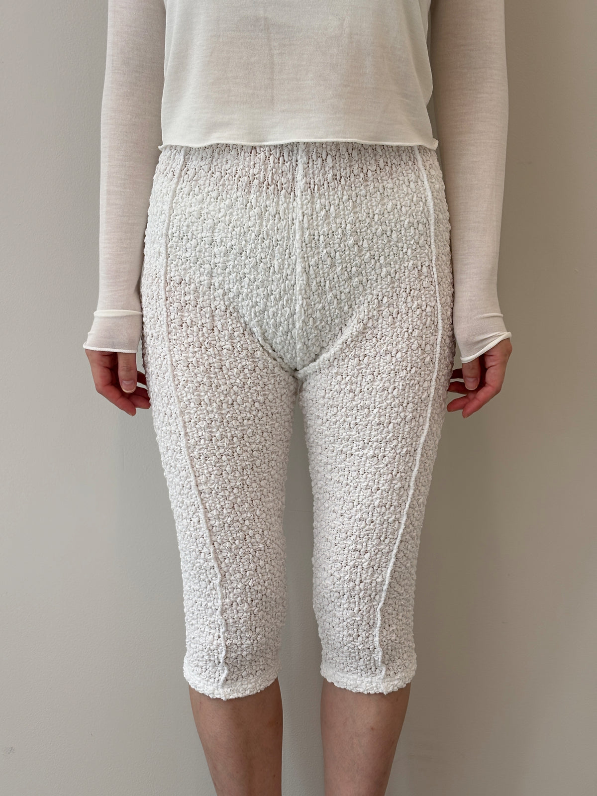 Flower Pattern Lace Semi Long Leggings