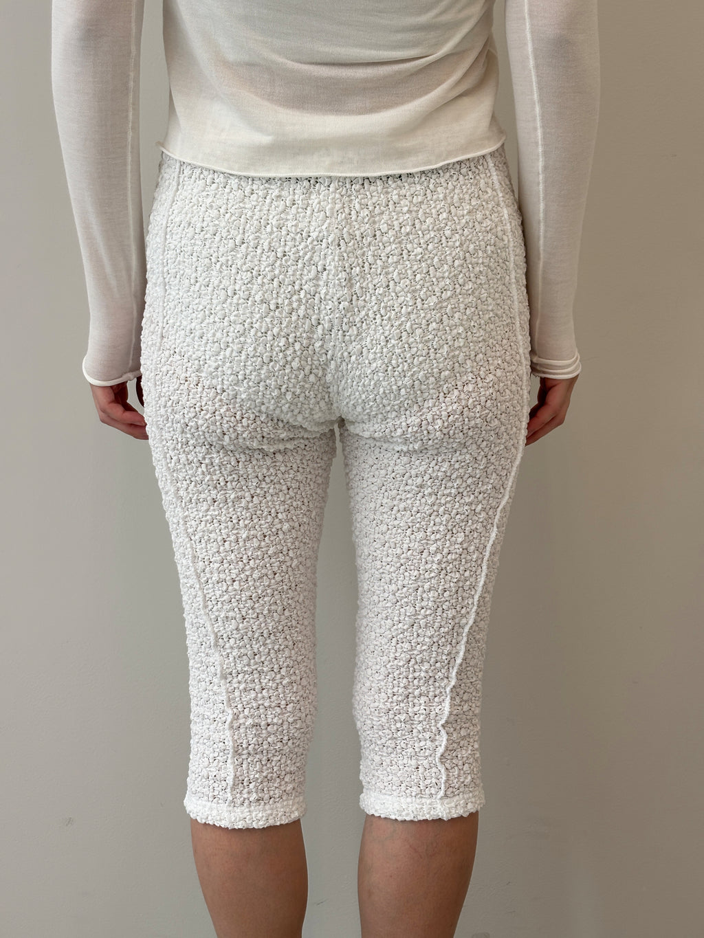 Flower Pattern Lace Semi Long Leggings
