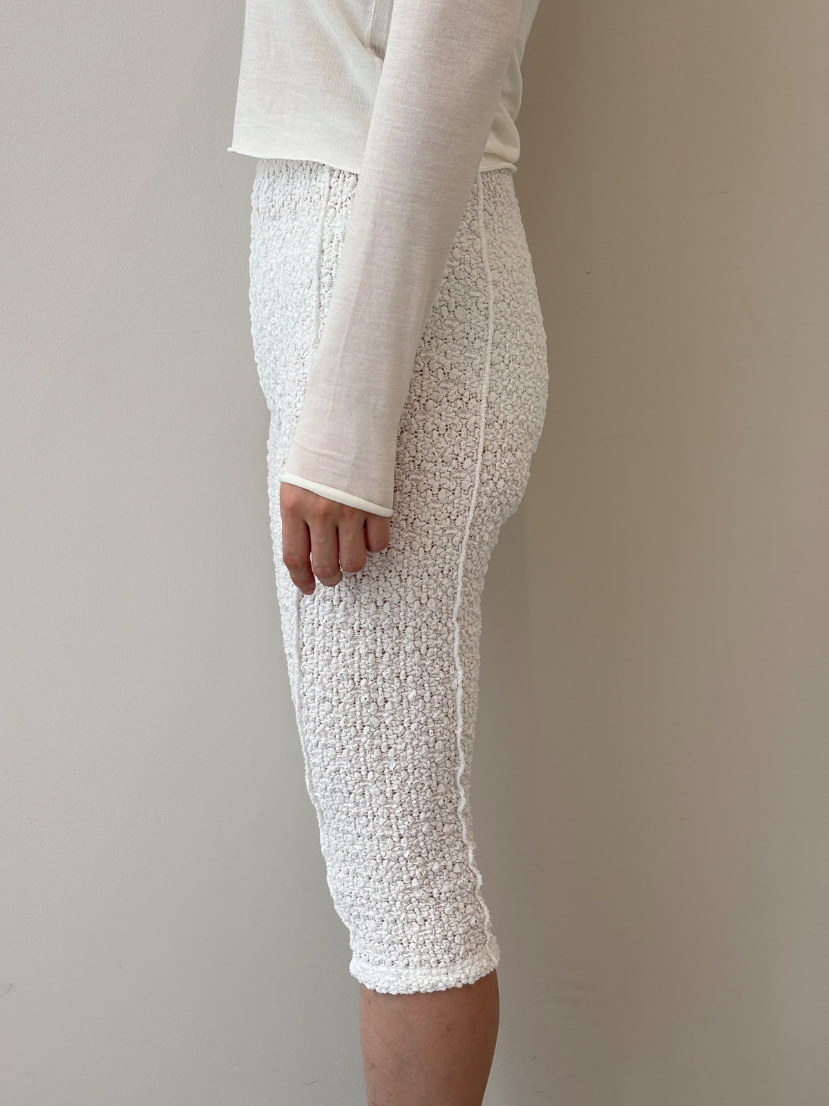 Flower Pattern Lace Semi Long Leggings