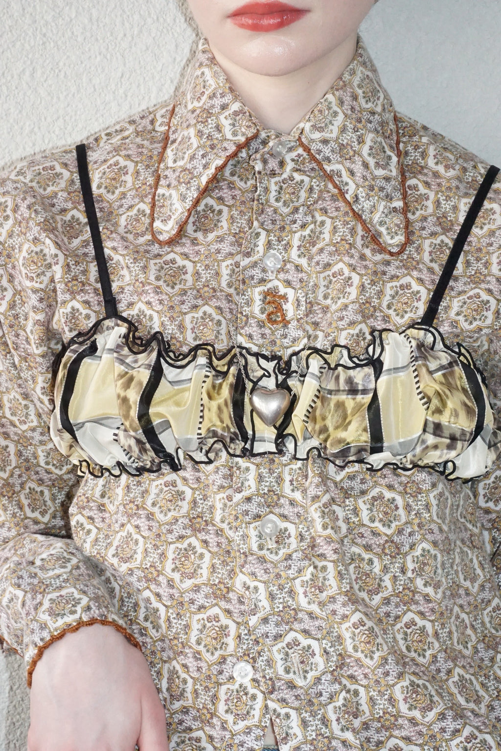 Vintage Fabric Frill Bustier #H